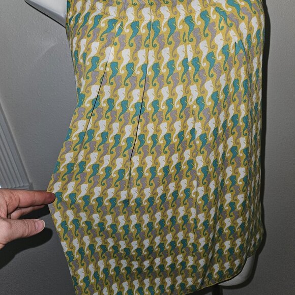 CAbi Seahorse Tank Top XS Pleated Front Adjustable Straps Mustard Gray Green - Picture 3 of 13